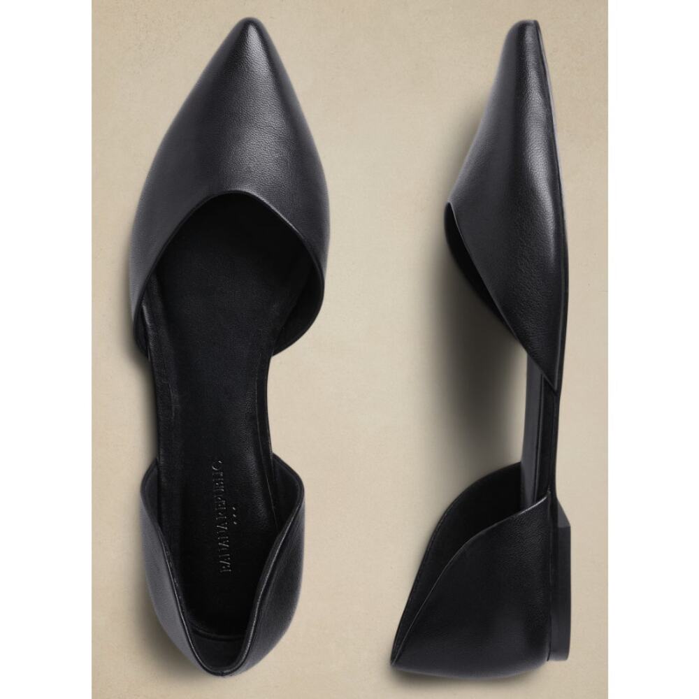 BANANA REPUBLIC BLACK D'ORSAY POINTED TOE LEATHER FLATS SHOES 6